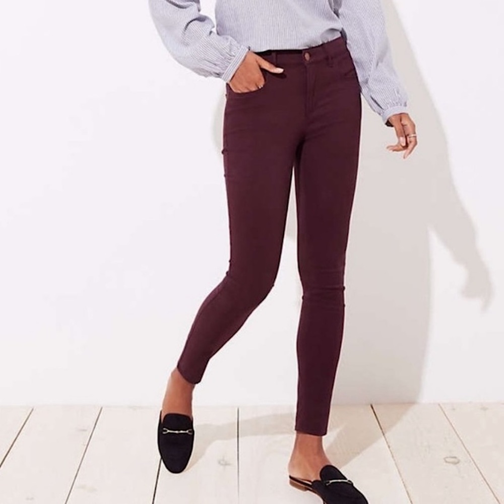 LOFT burgundy/maroon 5 pocket leggings/jeggings